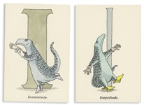 Edward Gorey Original Limited Edition Set of His Famous Hand-Painted Alphabet Postcards